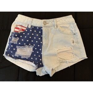 Celebrity Pink Jeans Booty Shorts Junior's 1/25 Distressed Flag (25x1.5 fit)